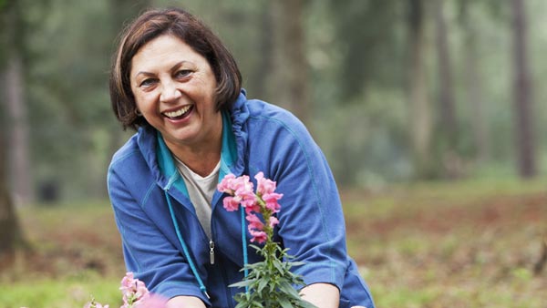 Middle aged woman with a natural looking smile